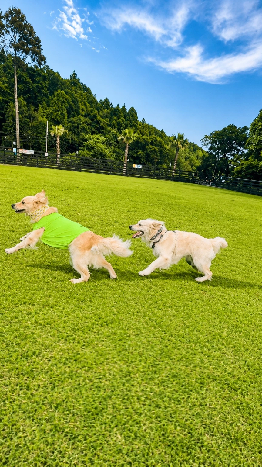 町田市のAkahai Dog-run and Cafeにある開放的なドッグラン
